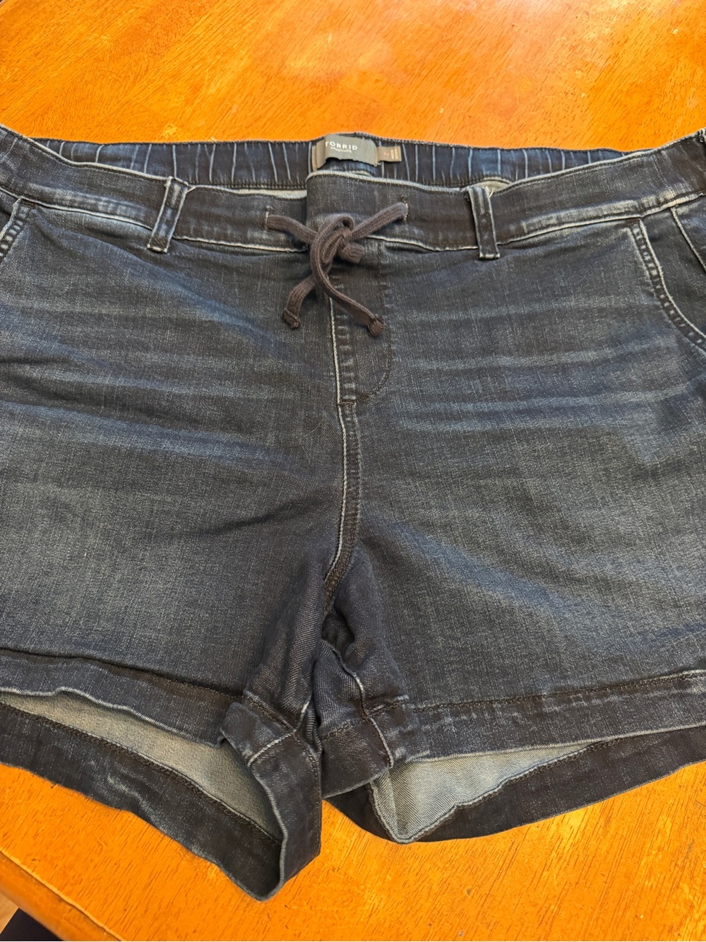 Torrid Women's Dark Wash Denim Shorts with Drawstring